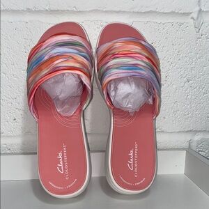 Clarks Pink and Orange Sandals with Vibrant Straps